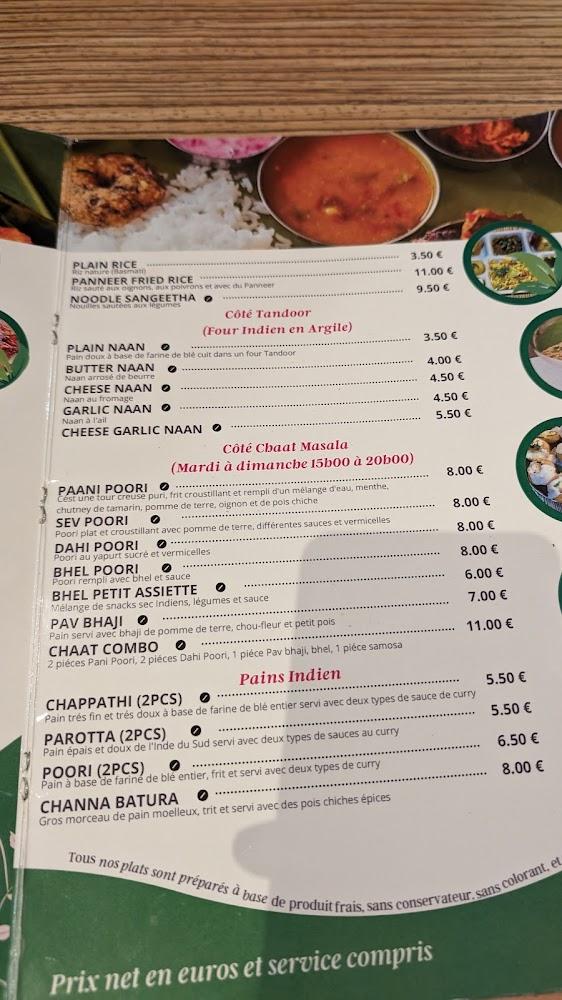 Sangeetha Restaurant Végétarien - Menu Image 1